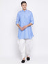 Vastramay Men's Blue Cotton Blend Kurta