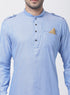 VASTRAMAY Men's Blue Cotton Blend Kurta and Dhoti Pant Set