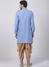 VASTRAMAY Men's Blue Cotton Blend Kurta and Dhoti Pant Set