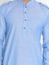 VASTRAMAY Men's Blue Cotton Blend Kurta and Patiala Set