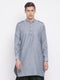 Vastramay Men's Grey Cotton Blend Kurta