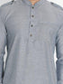 VASTRAMAY Men's Grey Cotton Blend Kurta and Patiala Set