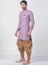 Vastramay Men's Purple Cotton Kurta and Dhoti Pant Set