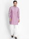 Vastramay Men's Purple Cotton Blend Kurta and Patiala Set