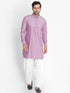Vastramay Men's Purple Cotton Blend Kurta and Patiala Set