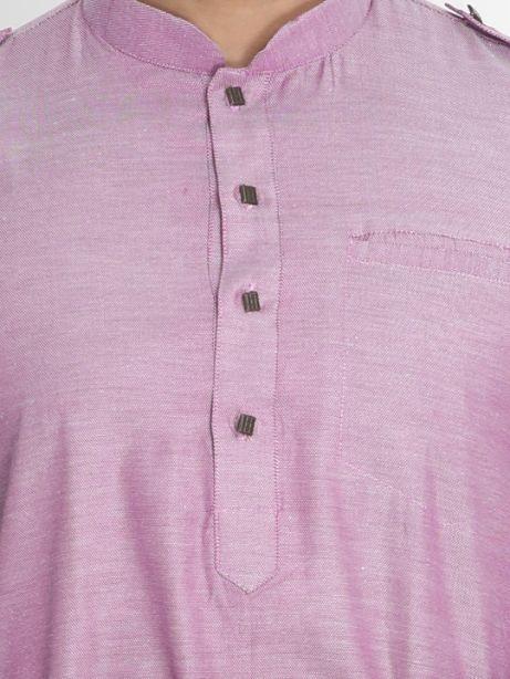Vastramay Men's Purple Cotton Blend Kurta and Patiala Set