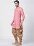 Vastramay Men's Red Cotton Kurta and Dhoti Pant Set