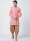 Vastramay Men's Red Cotton Kurta and Dhoti Pant Set