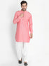 Vastramay Men's Red Cotton Blend Kurta and Patiala Set