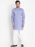 VASTRAMAY Men's Blue Cotton Blend Kurta and Patiala Set