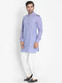 VASTRAMAY Men's Blue Cotton Blend Kurta and Patiala Set