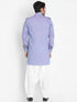 VASTRAMAY Men's Blue Cotton Blend Kurta and Patiala Set