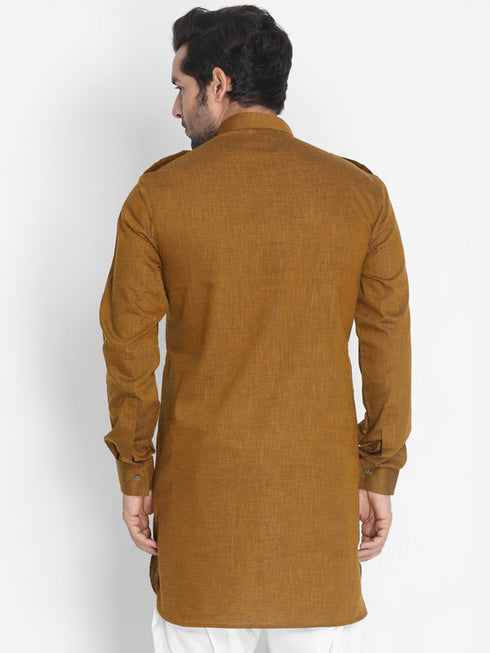 Vastramay Men's Brown Cotton Kurta