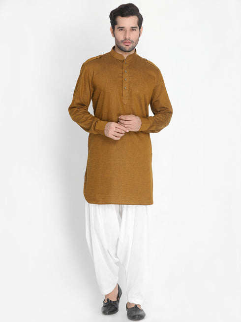 Vastramay Men's Brown Cotton Kurta