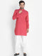 VASTRAMAY Men's Maroon Cotton Blend Kurta and Patiala Set