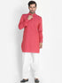 VASTRAMAY Men's Maroon Cotton Blend Kurta and Patiala Set