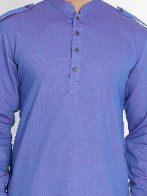 Vastramay Men's Purple Cotton Blend Kurta and Patiala Set
