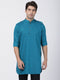 Vastramay Men's Turquoise Cotton Kurta