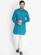 VASTRAMAY Men's Dark Green Cotton Blend Kurta and Patiala Set