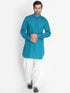 VASTRAMAY Men's Dark Green Cotton Blend Kurta and Patiala Set