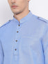 Vastramay Men's Blue Cotton Blend Kurta and Dhoti Set
