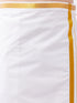 Vastramay Men's White And Gold Dhoti/Mundu/Vesty