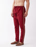 Vastramay Men's Maroon Silk Blend Embroidered Pyjama