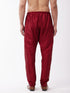 Vastramay Men's Maroon Silk Blend Embroidered Pyjama