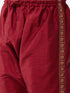 Vastramay Men's Maroon Silk Blend Embroidered Pyjama