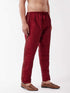 Vastramay Men's Maroon Silk Blend Embroidered Pyjama