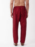 Vastramay Men's Maroon Silk Blend Embroidered Pyjama