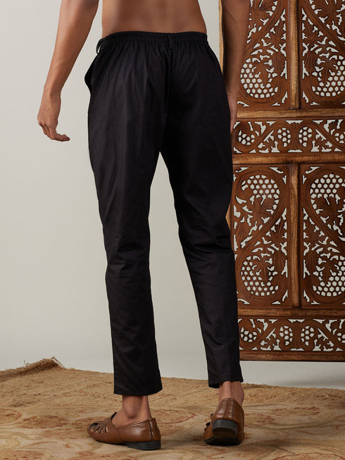 Vastramay Men's Black Cotton Slim Fit Pant