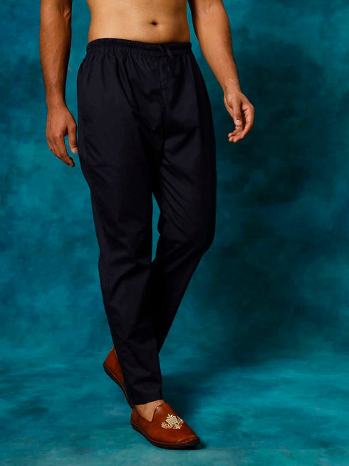 Vastramay Men's Navy Blue Cotton Pant Style Pyjama