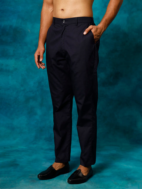 Vastramay Men's Navy Blue Cotton Pant Style Pyjama