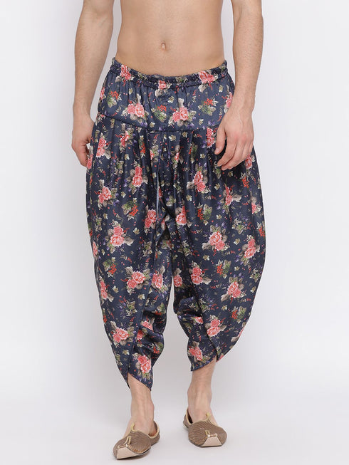 Vastramay Men's Dark Blue Printed Dhoti Pant