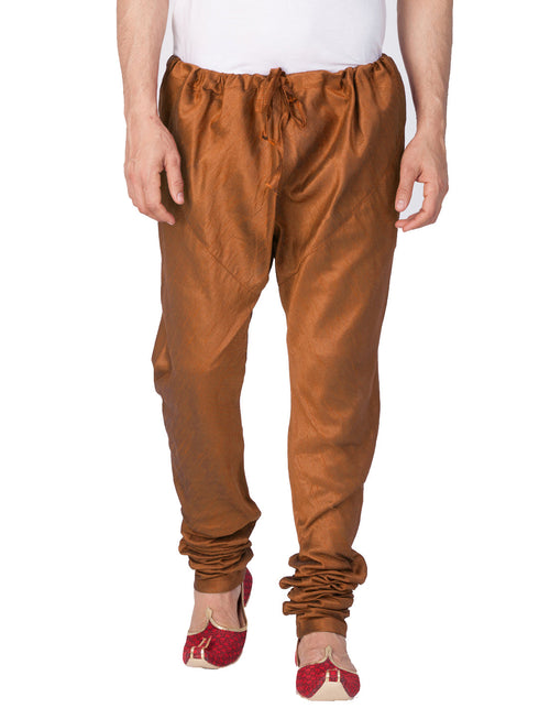 Vastramay Men's Coffee Cotton Silk Blend Pyjama