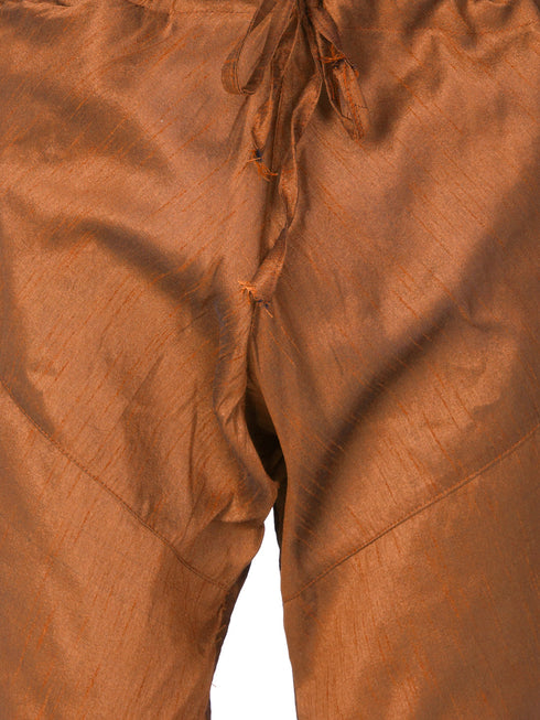Vastramay Men's Coffee Cotton Silk Blend Pyjama