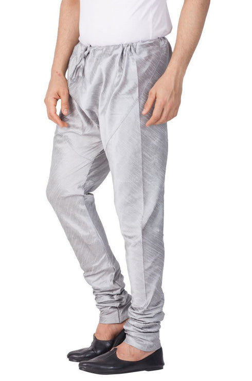 Vastramay Men's Grey Cotton Silk Blend Pyjama