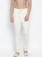 Vastramay Men's White Cotton Silk Blend Churidar