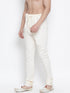 Vastramay Men's White Cotton Silk Blend Churidar