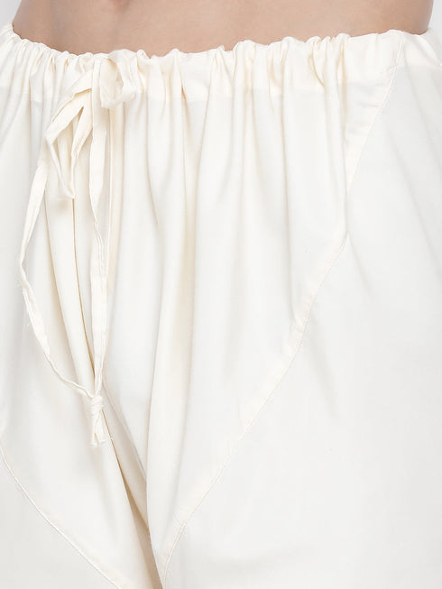 Vastramay Men's White Cotton Silk Blend Churidar