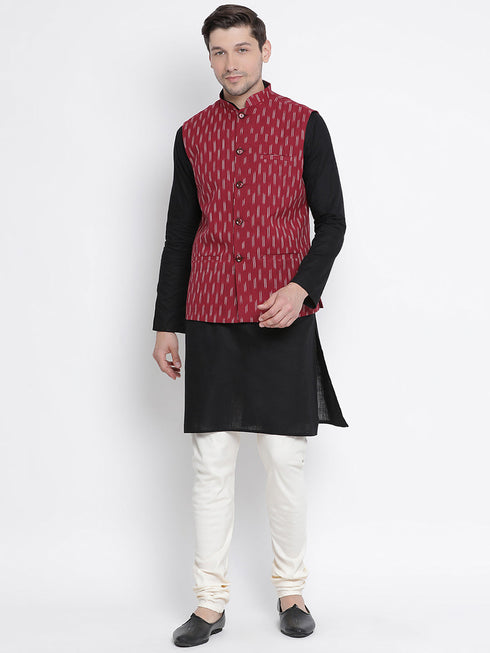 Vastramay Men's White Cotton Silk Blend Churidar