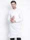 Vastramay Men's White Cotton Blend Pathani Kurta