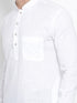 Vastramay Men's White Cotton Blend Pathani Kurta