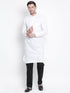 Vastramay Men's White Cotton Blend Pathani Kurta