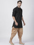 Vastramay Men's Black Cotton Blend Pathani Suit Set