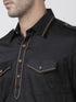 Vastramay Men's Black Cotton Blend Pathani Suit Set