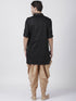 Vastramay Men's Black Cotton Blend Pathani Suit Set