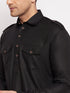 Vastramay Men's Black Pathani Suit Set