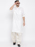 Vastramay Men's Cream Cotton Blend Pathani Style Kurta